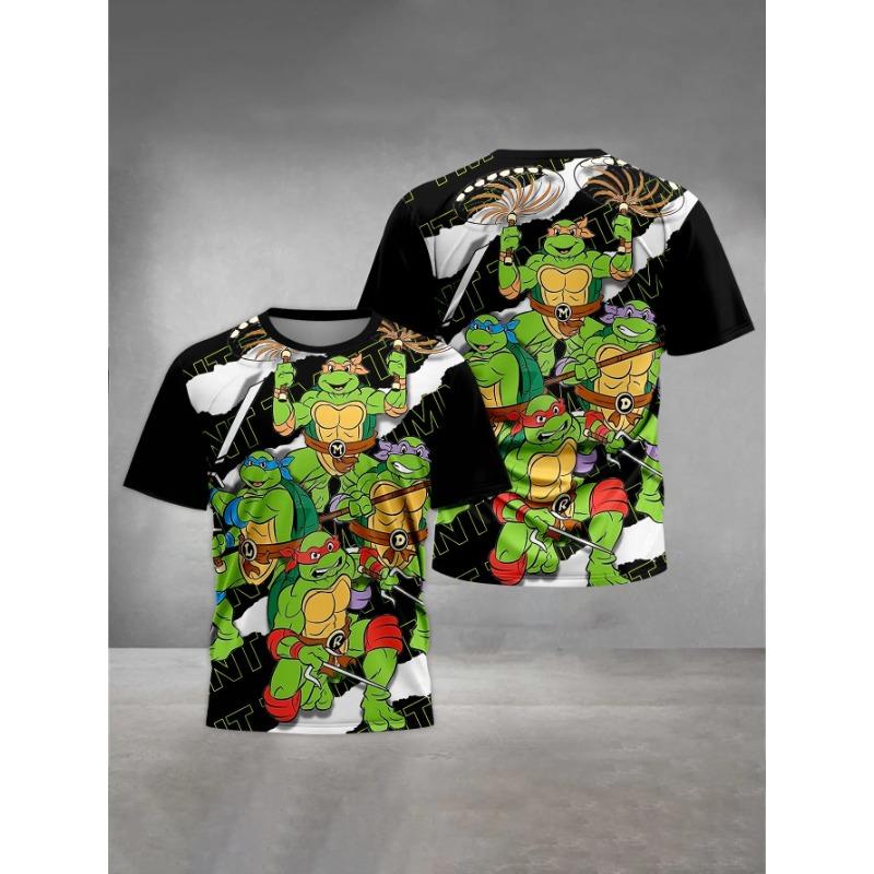 Summer Round Neck 3D Teenage Mutant Ninja Turtles Printed Top Fashionable Casual Short Sleeved Children's Boy T-shirts