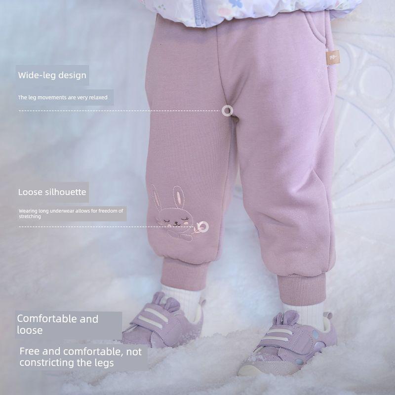 David Bella Boys' and Girls' Fleece-Lined Pants, Children's Thickened Sweatpants, Baby Casual Pants, Winter Children's Clothing