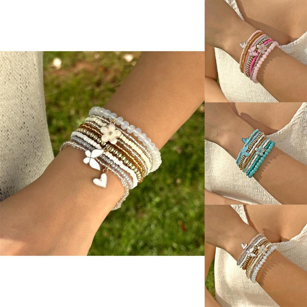 Boho Butterfly Charm Jewelry Set With Glass Beads For Womens Casual Style