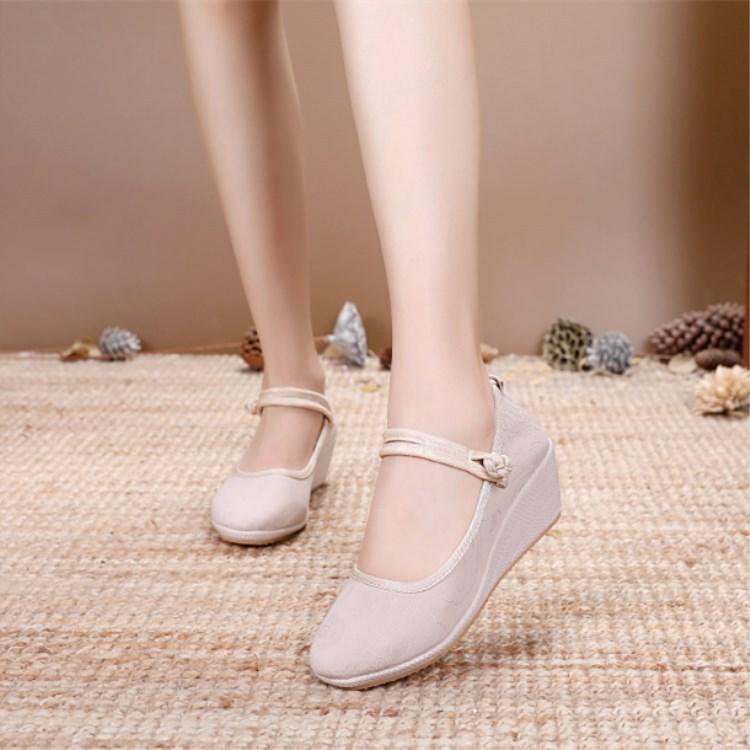 

Мода 2024 года, лето, осень, новые классические туфли в китайском стиле на высоком каблуке для женщин, круглый носок, высокий каблук, пряжка, ремешок, неглубокая обувь, дышащая 40 бежевый