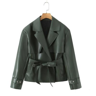 Neue PU-Leder Kurzjacke leichte Luxus Taille Temperament Lederjacke