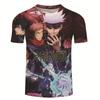 Summer Men's Casual Loose Size Graphic Jujutsu Kaisen Print Round Neck Short Sleeve T-shirt Top