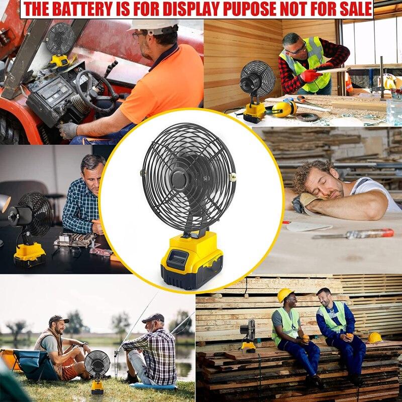 Cordless Camping Fan Jobsite Fan for Dewalt 18V 20V Li-ion Battery Portable 2-Speed Fan Power Tool DCB200 DCB201 DCB203