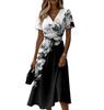 Ladies' Floral Casual Fashionable Short Sleeved V-neck Dress