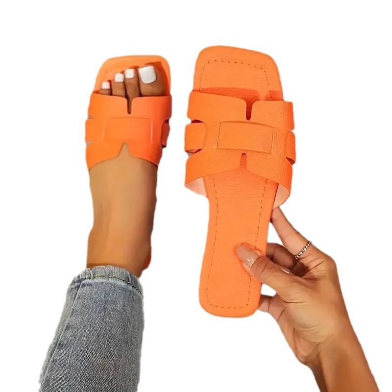 Purple Summer Slippers for Women Flat Braided Outdoor Trend Beach Sandals Women Luxury New Open Toe Square Head Women Slippers