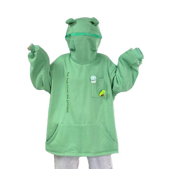 

Простая унисекс толстовка в форме животного в корейском стиле с плюшевой толстовкой S зелёный