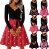 Women's Casual Fashion Long Sleeve Christmas Graphic Printed Vintage Long Dresses