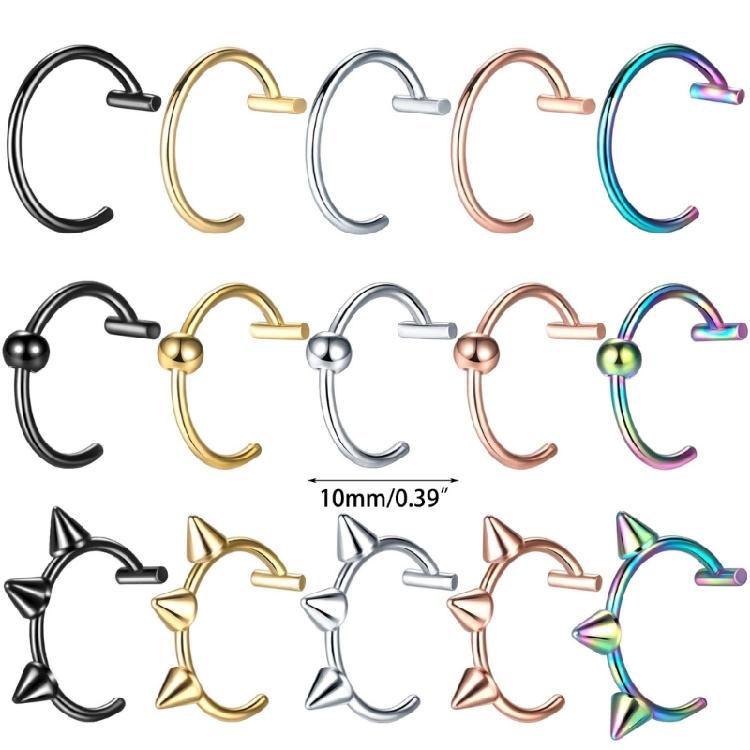 Lip Rings Nose Rings Septum Piercing Clip on Mouth Non Piercing Punk Cuff Hoop