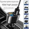 66W Multi-Function Fast Charging Car Charger with Digital Display: 30W PD, One-to-Four Cigarette Lighter Adapter
