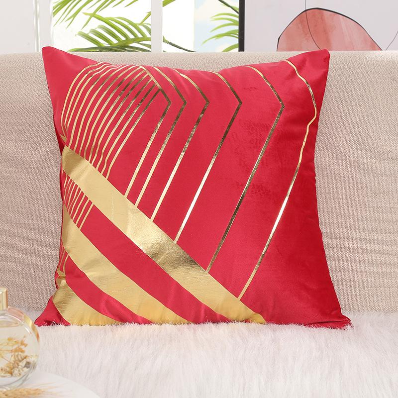Nordic Simple Flannel Hot Stamping Pillow Ins Bedroom Sofa Cushion Car Lumbar Pillow Pillow Case