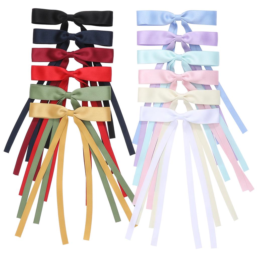 2pcs  New Cute Ribbon Bow Headband Long Tassel Hair Clip Women's Hair Accessories Girls Party Headwear Side Clips