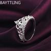 Charm 925 Silver Rings For Women Crystal Crown Size 7 8 Fashion Party Christmas Gifts Engagement Wedding Jewelry Fine
