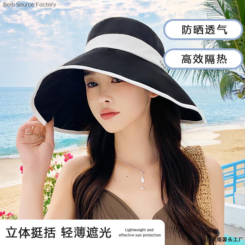 

Summer new hat women s sunshade sunscreen hat summer outdoor travel UV protection bow bucket hat Average size