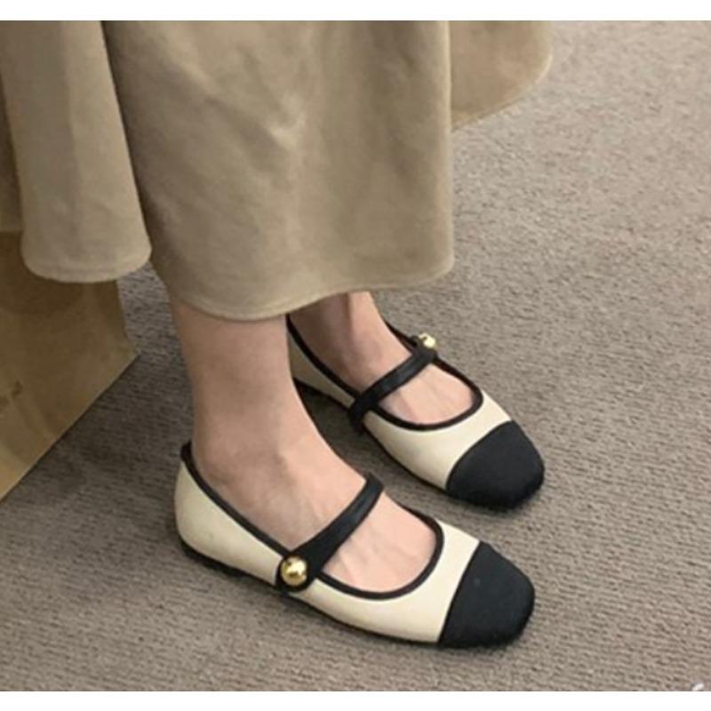 Fashion New Style Women Flat Shoes Fashionable and Versatile Square Toe French Mary Jane Shoes Women Summer Soft Soled Beanie Shoes