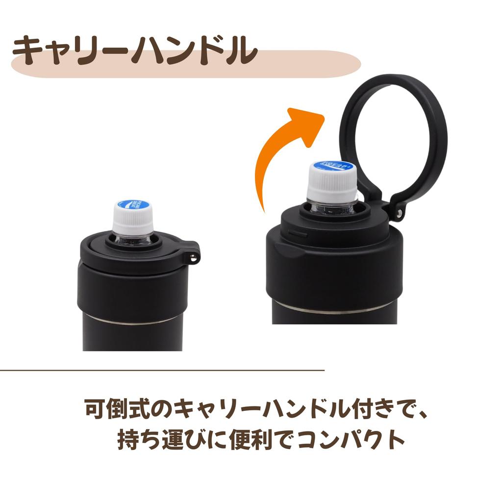 Kevnhaun Black Stainless Steel PET Bottle Holder for Vacuum for Carbonated Sports Drinks and Outdoor KDS9165 400ml-550ml Bottles, Insulated,