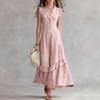 Europäisches und amerikanisches, elegantes und minimalistisches ärmelloses Damenkleid aus Baumwolle und Leinen