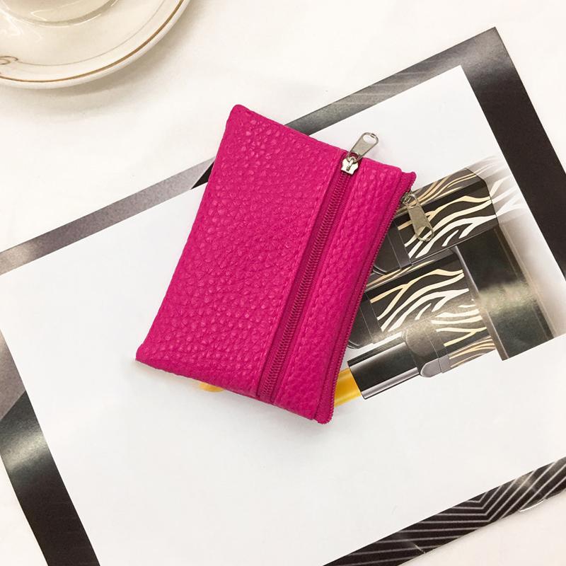 1pc Wallet Pouch Small Coin Purse New PU Leather Solid Color Storage Card Holder Korean Zipper