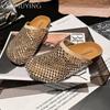 Crystal Mesh Flats Women Slippers Hollow Sandals Casual Mules Shoes Woman 2025 Summer Platform Flip Flops Slingback Mujer Slides