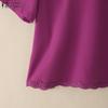ZANZEA Women Casual Lace Splice Round Neck Summer Short Sleeve Blouse