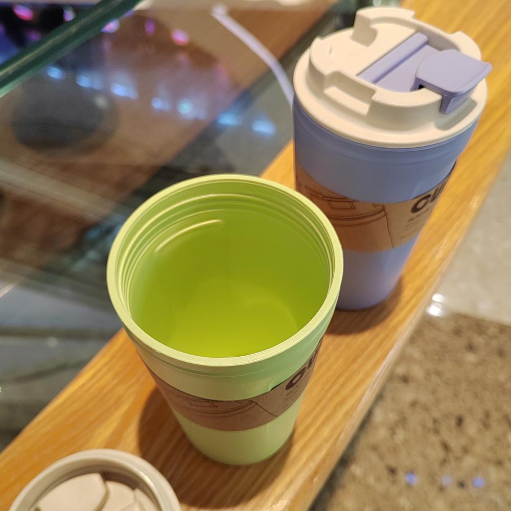 Tazza da Caffè da Viaggio Eco-friendly in Fibra di Bambù Tazza da Caffè con Anello in Silicone Coperchio Tazze Regalo di Natale 420ml
