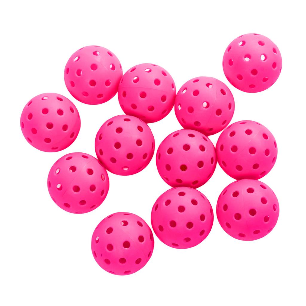 12PCS 74mm 40 Holes Pickleballs PE Plastic High Elasticity Pickleball Outdoor Hole Balls Pink