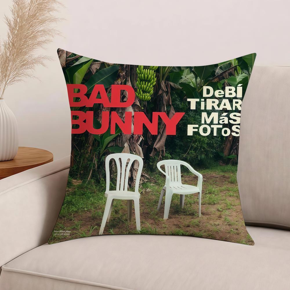 Rapper B-Bad B-Bunny Debi Tirar Mas Fotos Kissenbezug Büro Kissen Geeignet Für Sofa Auto Schlafzimmer Dekorativer Kissenbezug