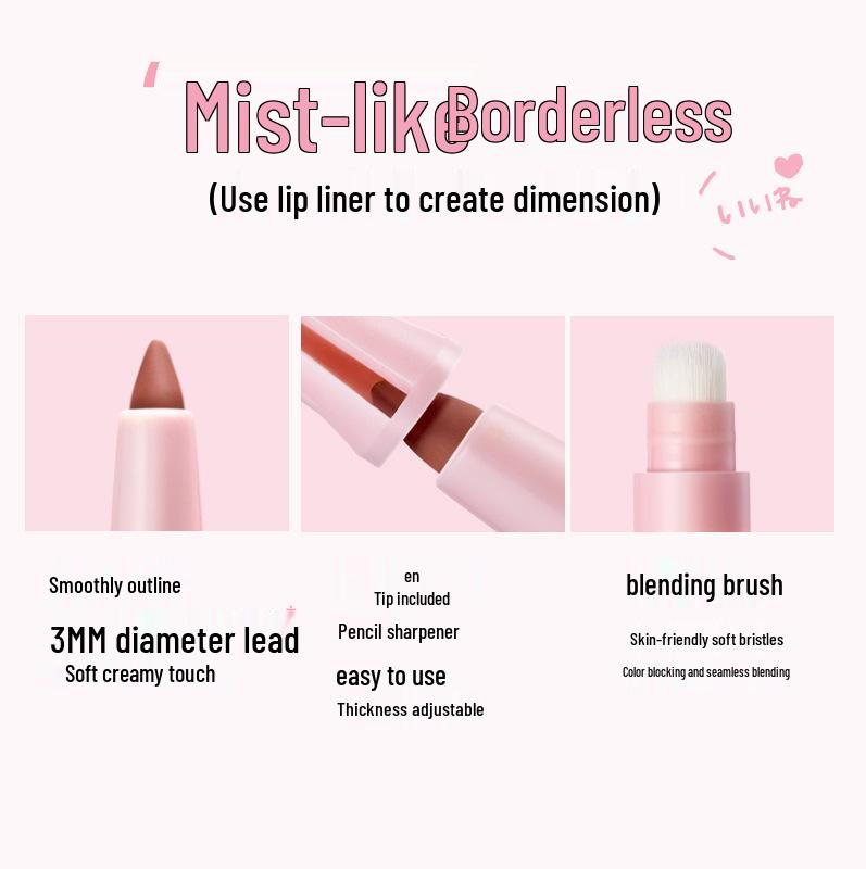 Jianmei Chuangyan Double-Ended Lip Liner Brush: Defines Shape, Plumps Lips, Waterproof, Long-lasting, No Fade, Nude Lipstick for Women.