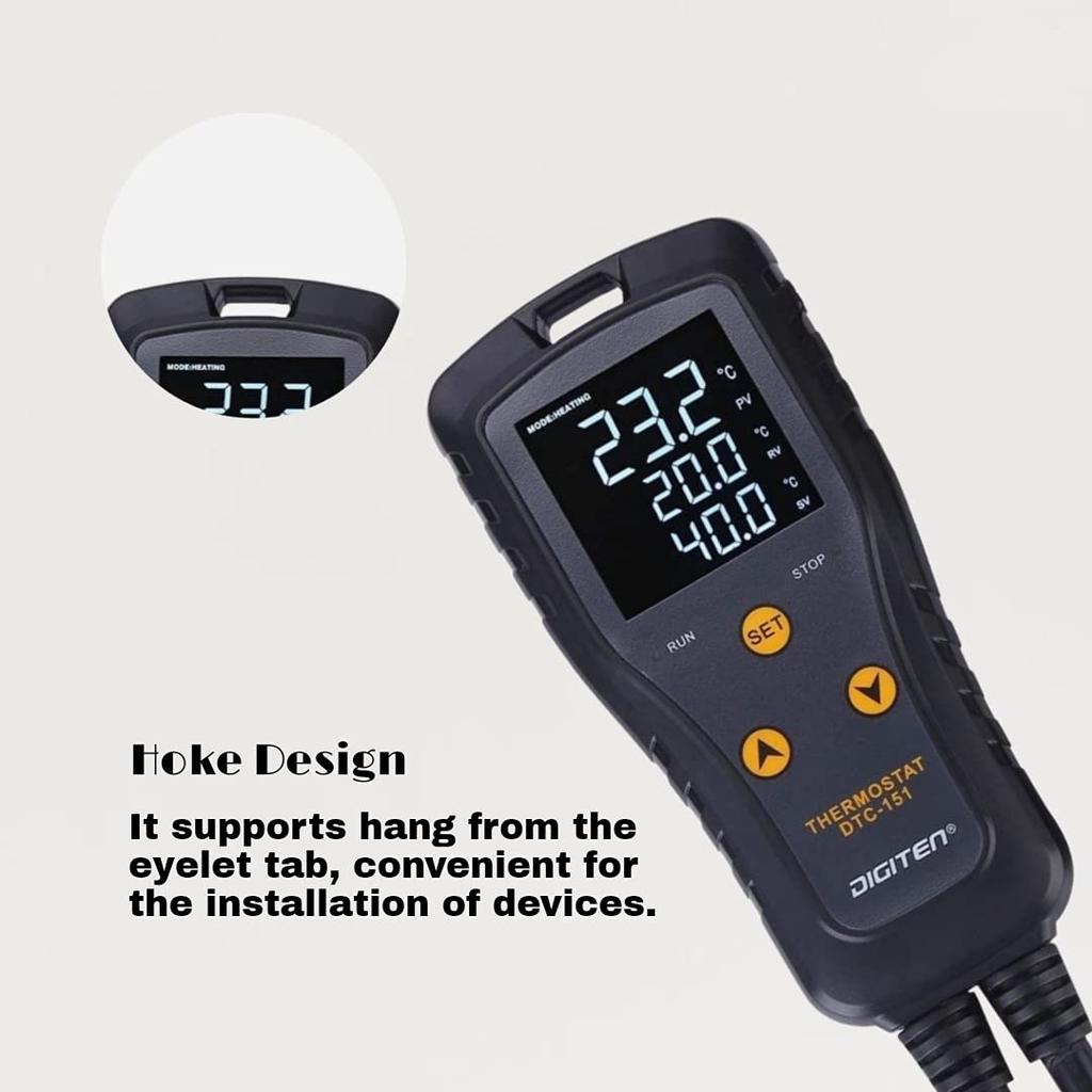 DIGITEN Temperaturregler DTC151 Digitaler Thermostat Steckdose Temperaturregler 110V 15A Reptilienthermostat Gewächshaus Temperaturregler