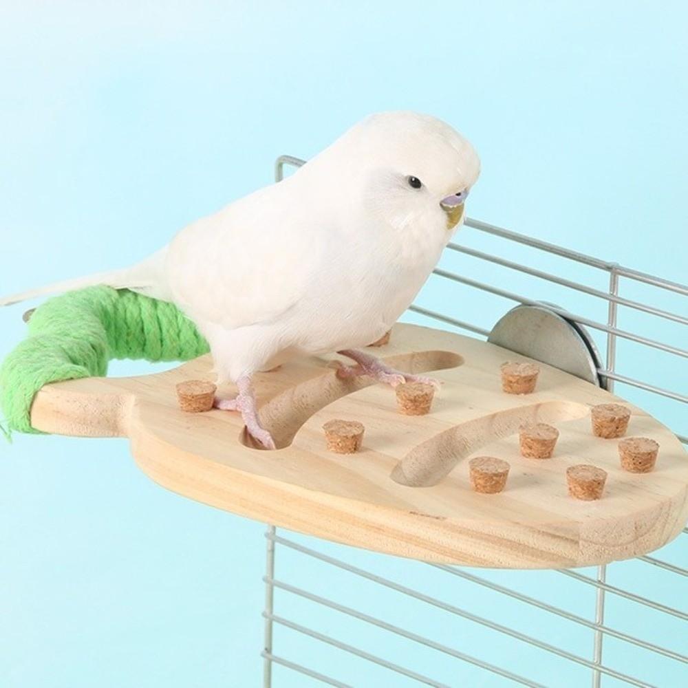 Wooden Parrot Puzzle Toys Bite Resistant Block Cork Bird Perch Stand Durable Wear-Resistant Parrot Cage Molar Toy