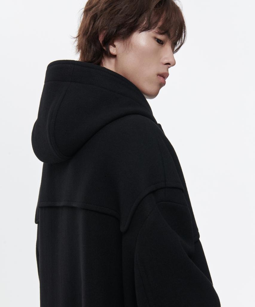 Musinsa Standard Wool Blend Extra Oversized Duffle Coat [Black]