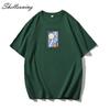 Shellsuning Oversized bavlněná trička s grafikou Muži Léto Měkké Trička s krátkým rukávem Dámská Móda Univerzální pulovry Dámské