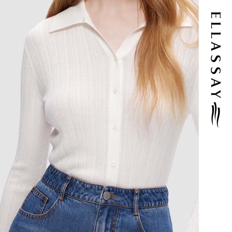 ELLASSAY Women's Lyocell Slim-Fit Long Sleeve Knit Shirt