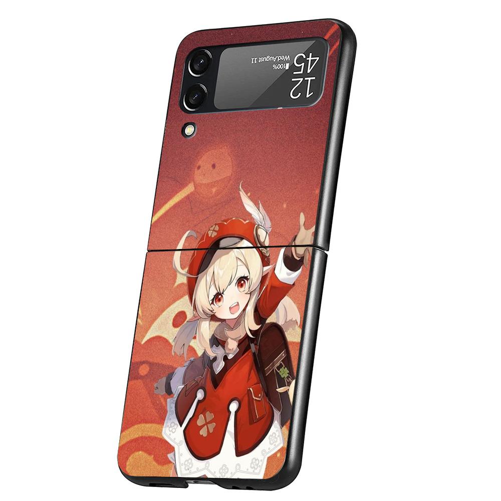 Genshin Impact Klee Cover Phone Case For Samsung Galaxy Z Flip 7 6 5 4 3 5G Flip7 Flip6 Flip5 Flip4 Flip3 Black Fundas Shell Gal