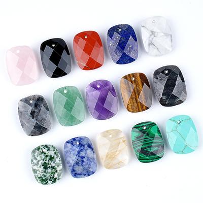 1pc Square Natural Stone Pendant Charm for Jewelry Making Healing Crystal Necklace and Earring Diy Accessories