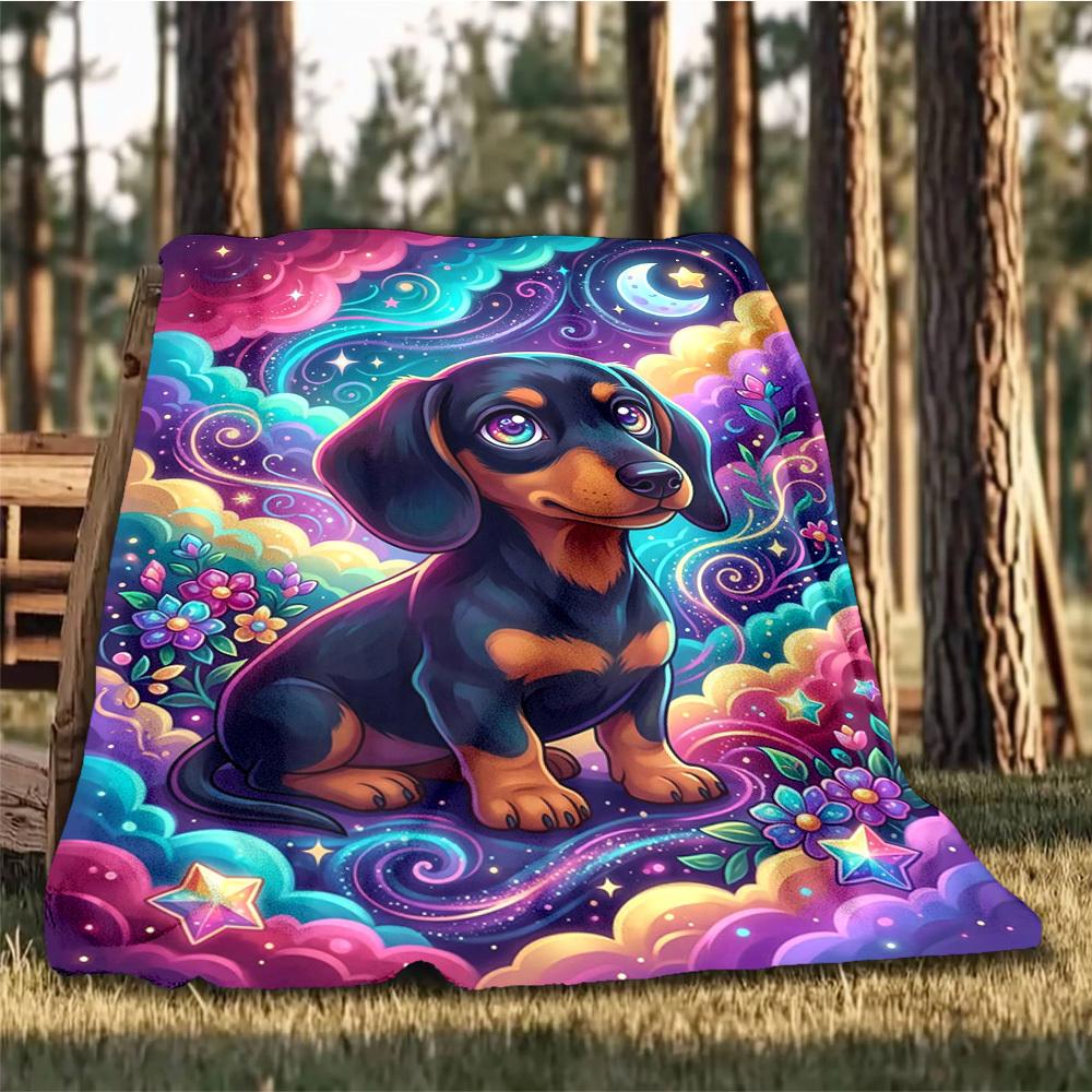 1pc Dachshund FantasyOutdoor Blanket, Soft And Comfortable Blanket, Casual Warm Outdoor Blanket, Good Birthday Gift yy260328067