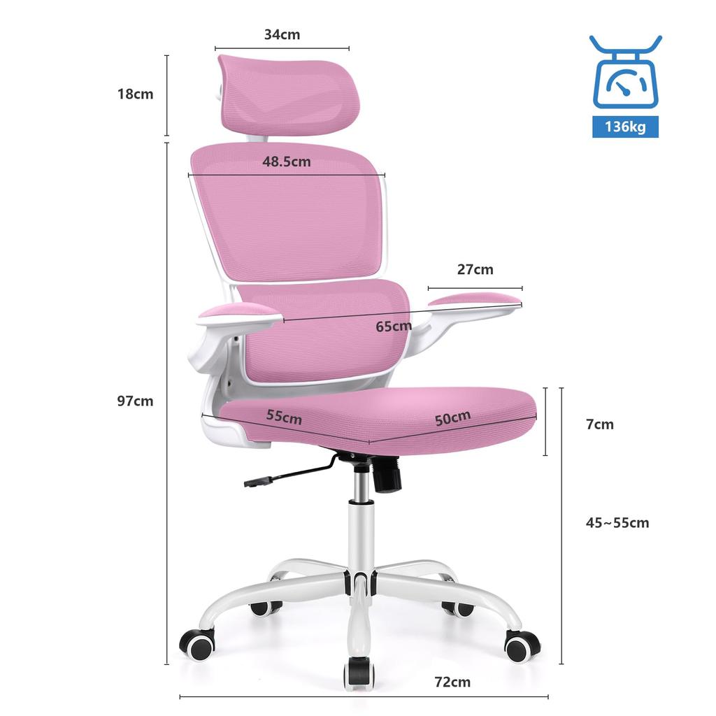 Razzor Office No Tire 360 Degree Good for Ergonomic Desk with Lumbar Movable Breathable Pink Chair, Study, Study, Rotation, Back, Telework, Chair,