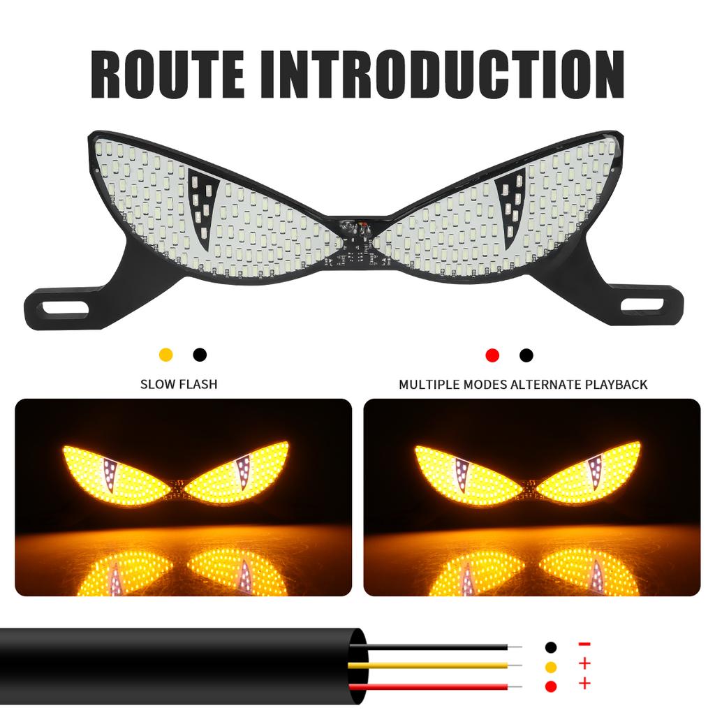 Motorcycle LED Lights Devil Eye Cat Eye Dynamic Tail Light Car Tail Decorative Lamp Strobe Eagle Eye Lamp Exterior Accessories