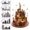 5Pcs Template Bakeware Plastic Cake Stencil Cake Decorating Tool Landmark Building Fondant Molds