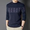 Men's 100% Pure Wool Round Neck Knit Sweater FXT6423
