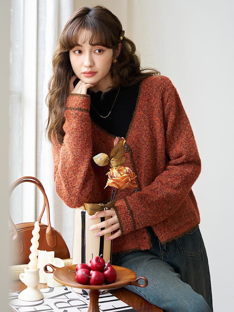 Mishow Cardigan tricotat pentru femei, toamna 2023, nou, epocă, cu decolteu în V, la modă, îmbrăcăminte pentru navetiști, Topuri MXC41Z0163