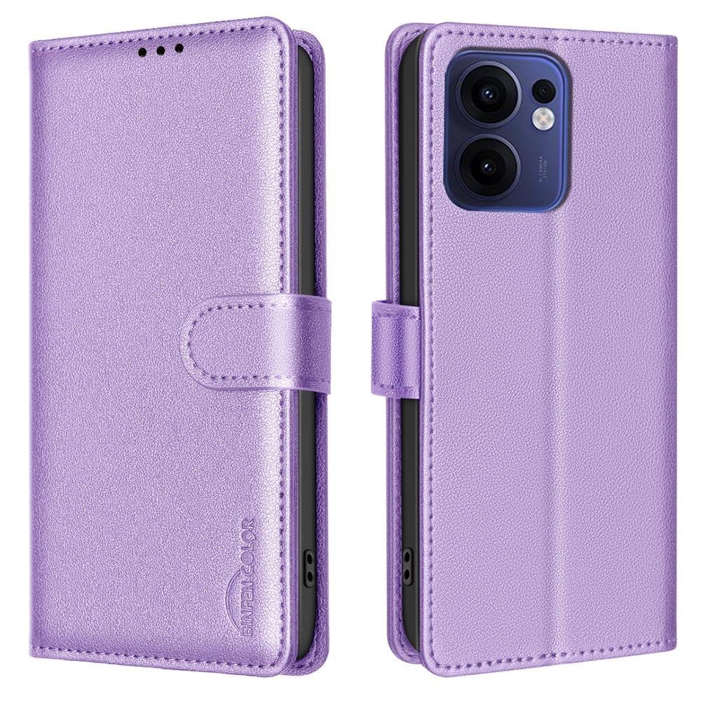 

BINFEN COLOR BF32 For Oppo Reno13 F 5G Leather Case Wallet RFID Blocking Phone Cover Purple