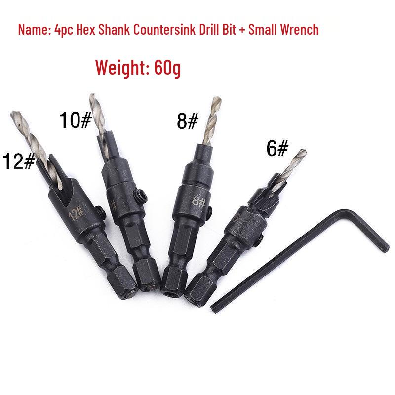 Hexagonal Countersink & Tapered Drill Bit Set for Woodworking