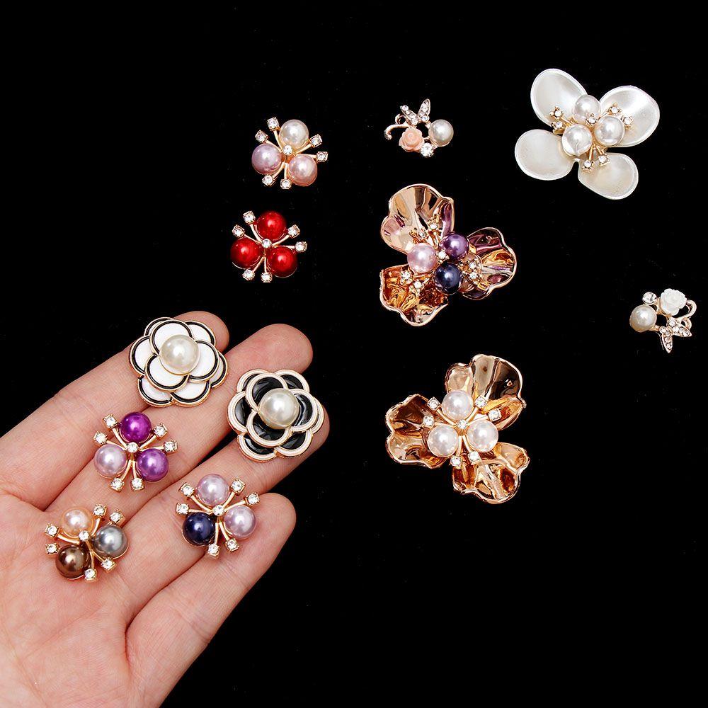 Clothing Flower Garment Decorative Sparkling Crystal Scrapbooking Pearl Rhinestone Sewing Button