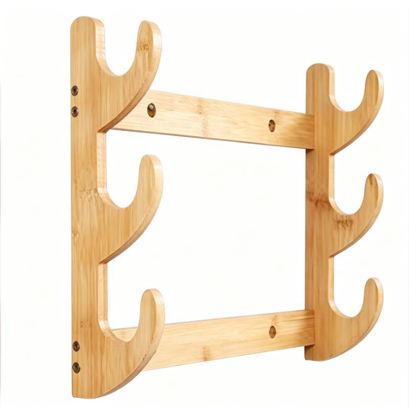 Wooden Sword Display Shelf With Multilevel Wall Mount For Collectors And Home Decor
