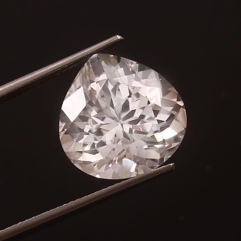 AAA Flawless 20x20 Mm Heated Ceylon White Sapphire Heart Cut Loose Gemstone