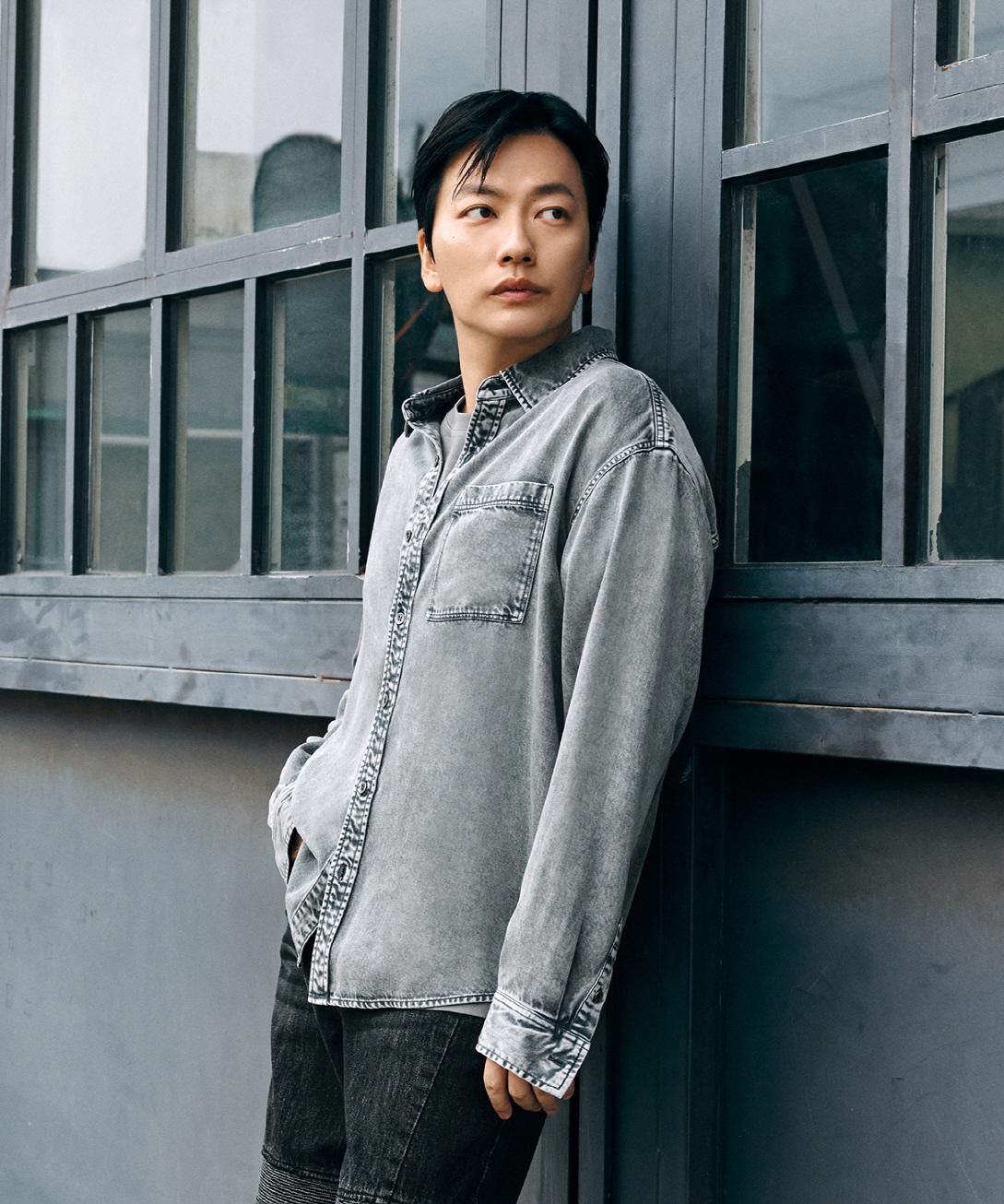 Burkeru Dyed Long Sleeve Shirt Gray Gray_M