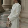 2026 Womens Solid Color Slim Fit Wrap Neck Long Sleeve Office Dress Casual Workwear