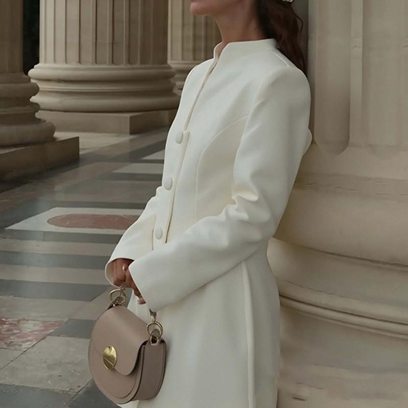 2026 Womens Solid Color Slim Fit Wrap Neck Long Sleeve Office Dress Casual Workwear
