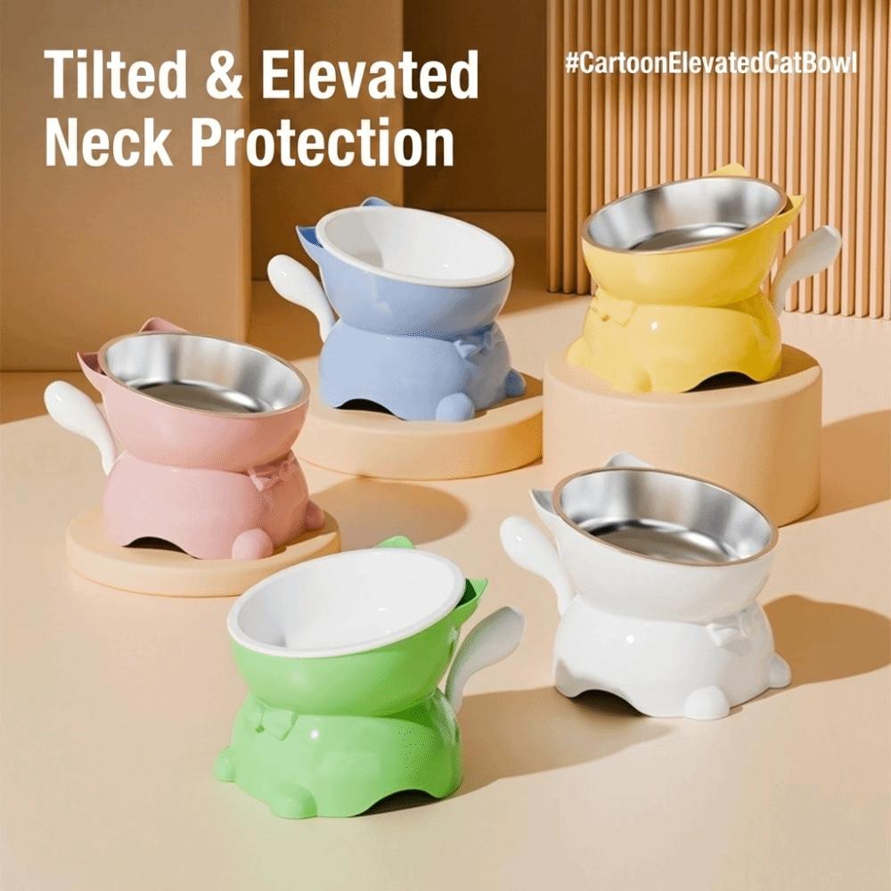Large Diameter Elevated Cat Bowl Detachable Inclined Food Dish Cute Neck Protection Bowl Cats