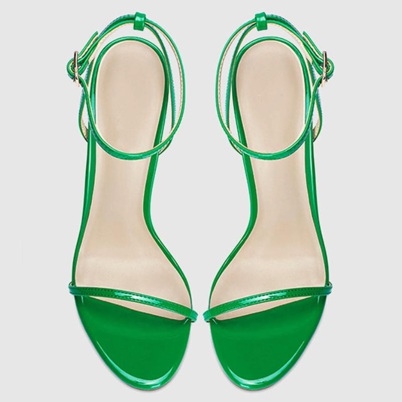 Sexy Women's Sandals Summer Shoes 2025 Ankle Strap Stiletto High Heels Green Nude Black Wedding Dance Dress Shoes Big Size 45